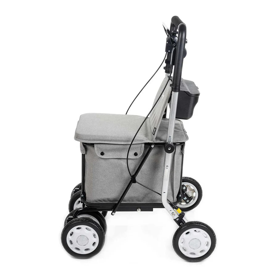 Nyhet! Carlett trillevogn med sete og oppbevaring- Comfort, grå